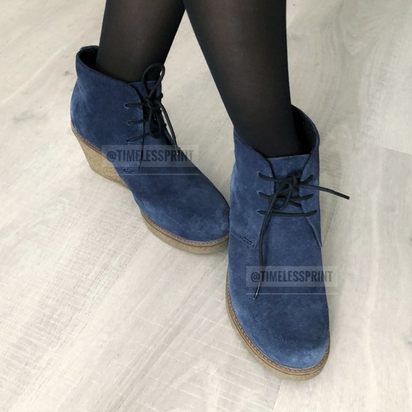 Tata Italia Blue Suede Lace up Ankle Boots - Picture 1 of 7